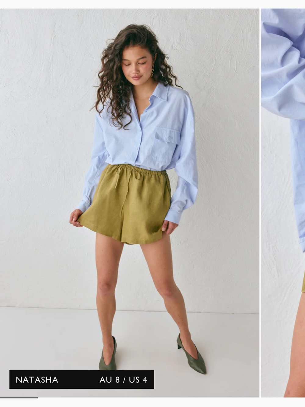 NWT • Nettie linen shorts in olive - Picture 5 of 12